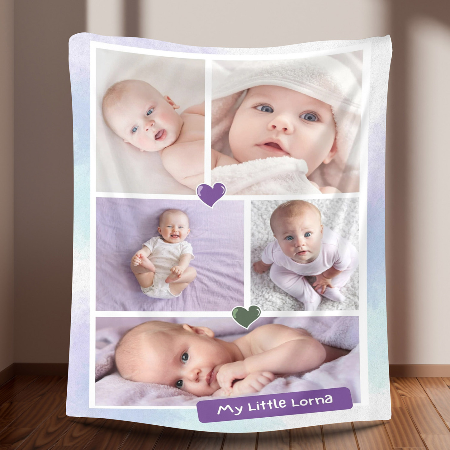 Baby Kids Custom 5 Photos Fleece Blanket