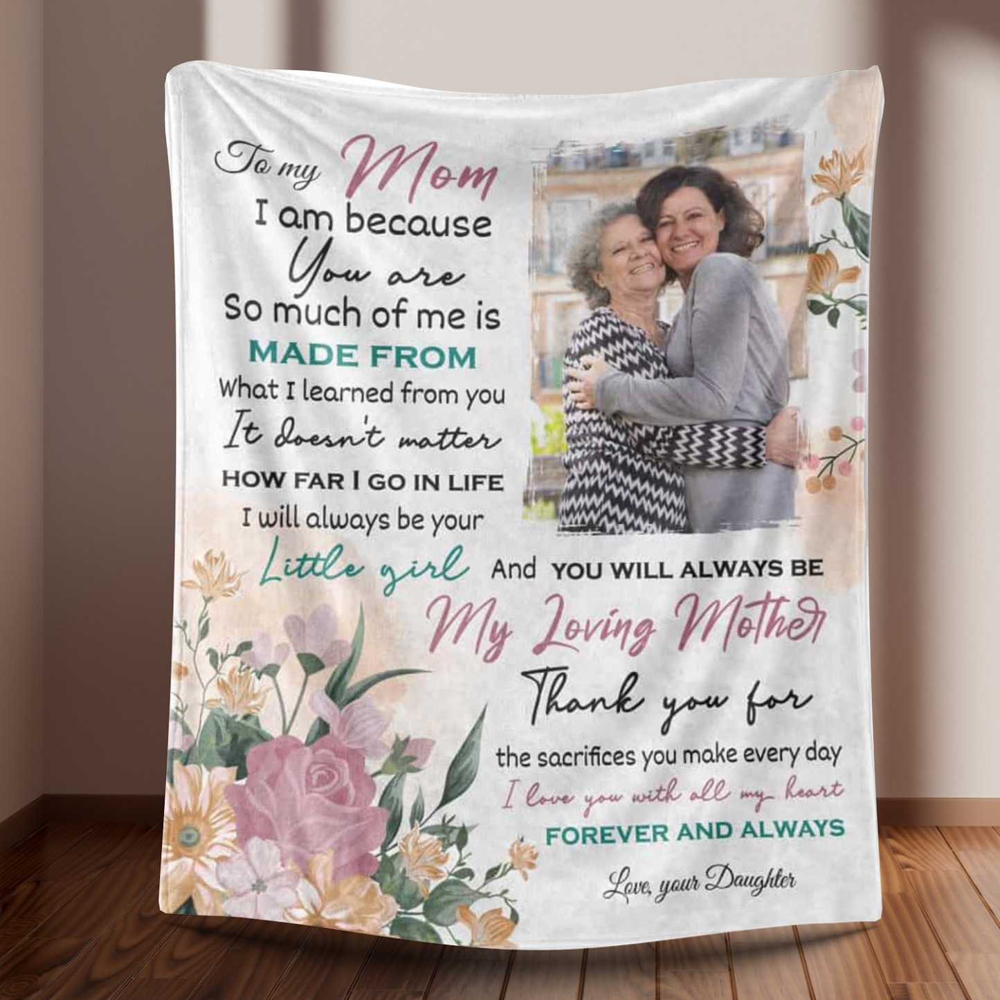 To My Mom, I Am Because You Are - Custom Letter Photo Blanket