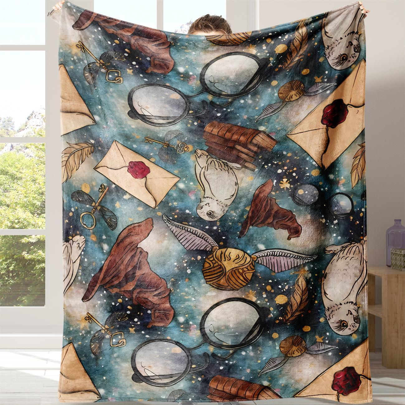 Cartoon Pattern Cozy Fuzzy Plush Throw Blanket