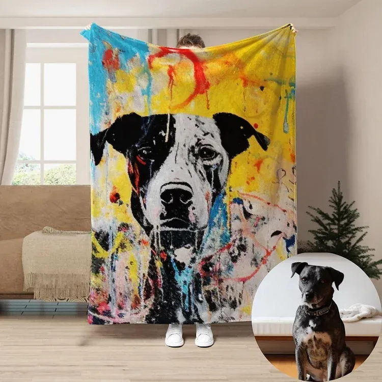 Custom Pet Photo Basquiat Art Custom Blanket