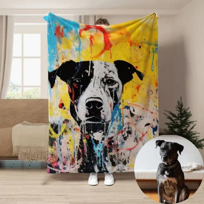 Custom Pet Photo Basquiat Art Custom Blanket