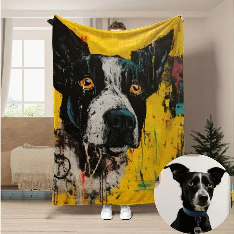 Custom Pet Photo Basquiat Art Custom Blanket