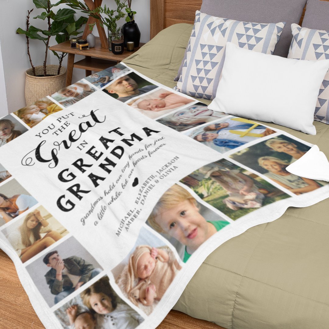 Great Grandma Custom 18 Photos Fleece Blanket