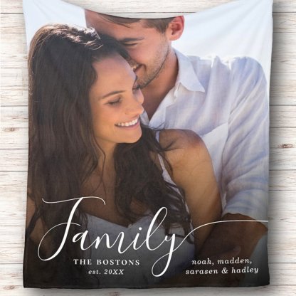 Custom 1 Photo Family Love Names Date Blanket