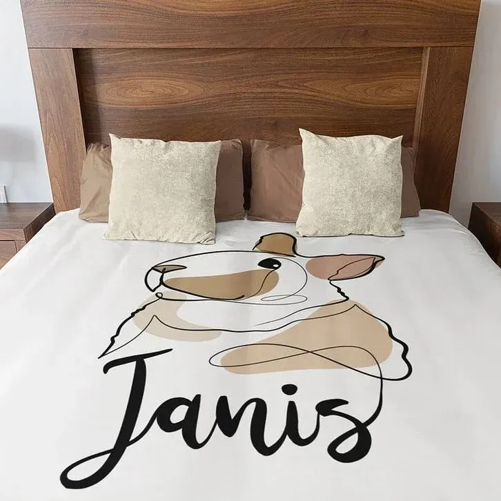 Custom Pet Portrait Plush Blanket Capture Canine Charm in Art Dog Portrait Blanket