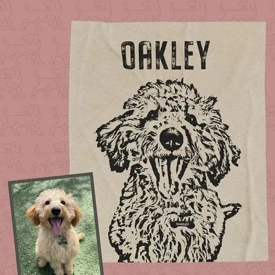 Custom Pet Throw Blanket Dog Portrait Blanket