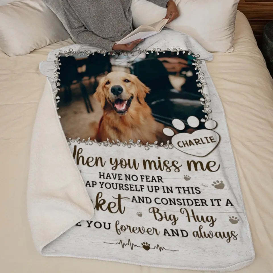 Custom Photo A Big Hug From Me - Memorial Personalized Custom Blanket 