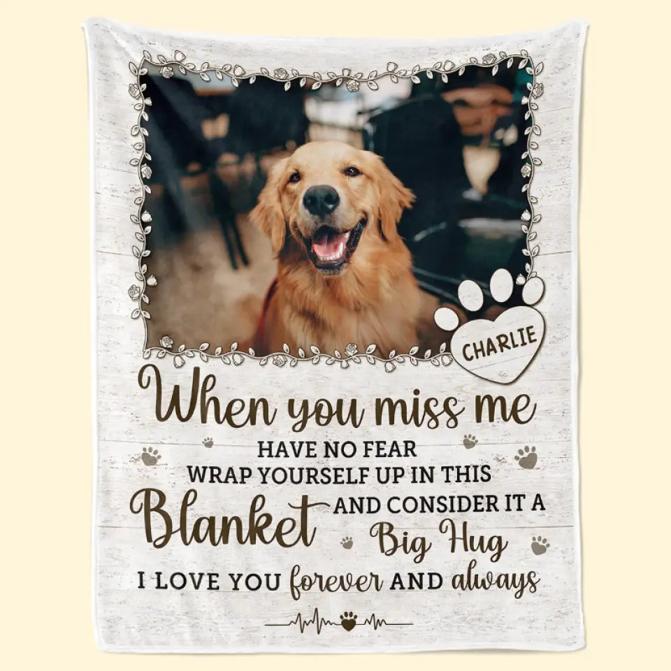 Custom Photo A Big Hug From Me - Memorial Personalized Custom Blanket 