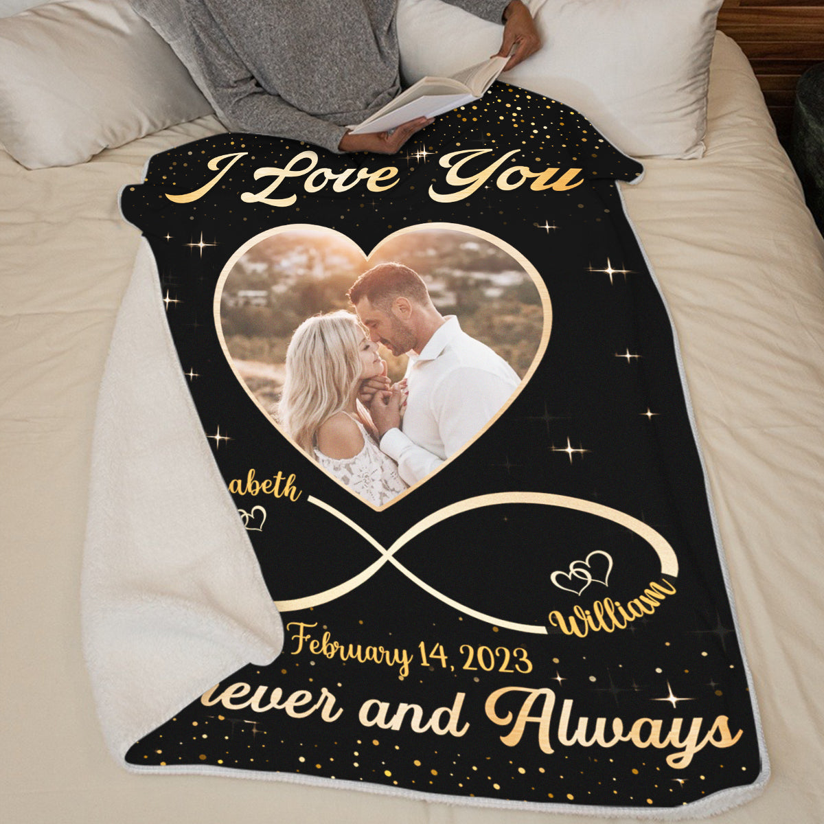 Custom Photo I Love You Forever And Always - Couple Personalized Custom Blanket 