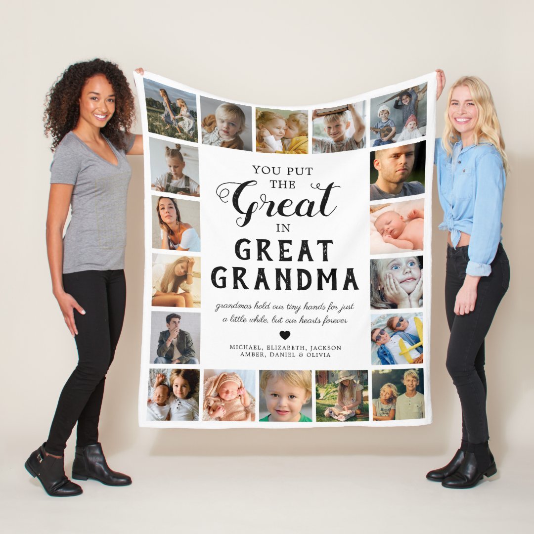 Great Grandma Custom 18 Photos Fleece Blanket