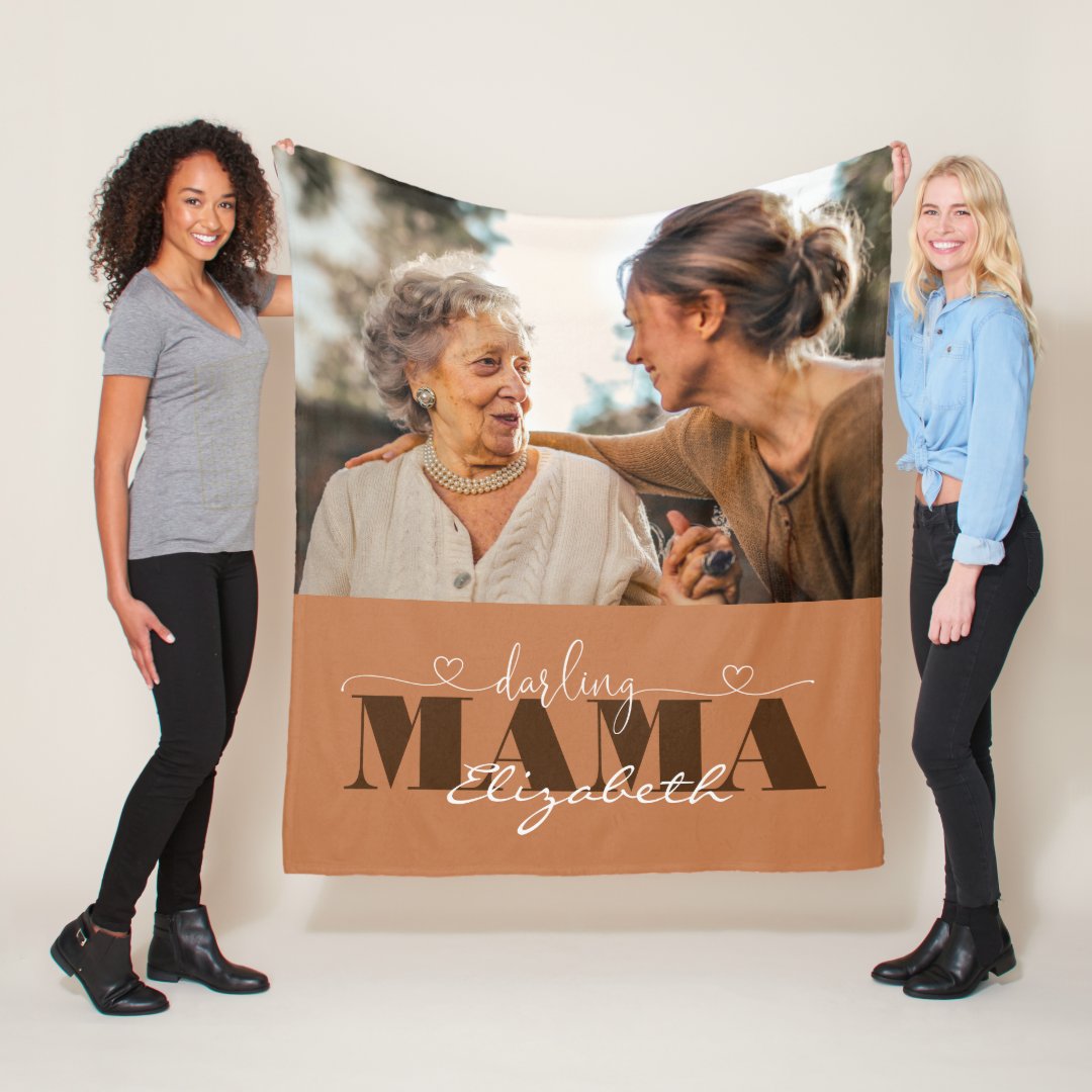Darling Mama Photo Gift for Mom Fleece Blanket