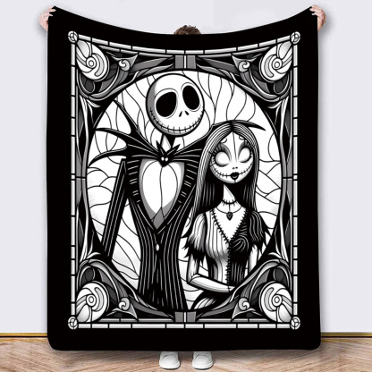 Christmas Jack Sally Flannel Blanket