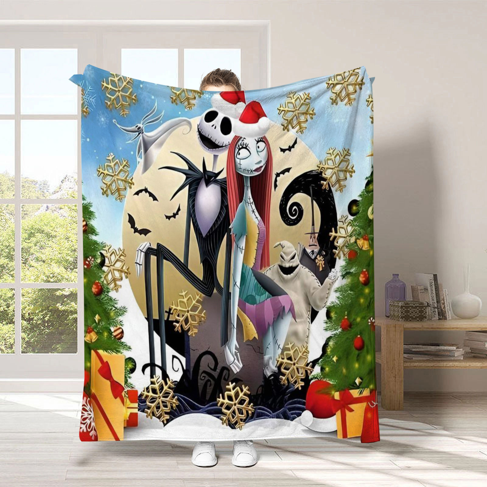 Xmas Jack Skellington & Sally Throw Blanket