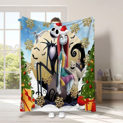 Xmas Jack Skellington & Sally Throw Blanket