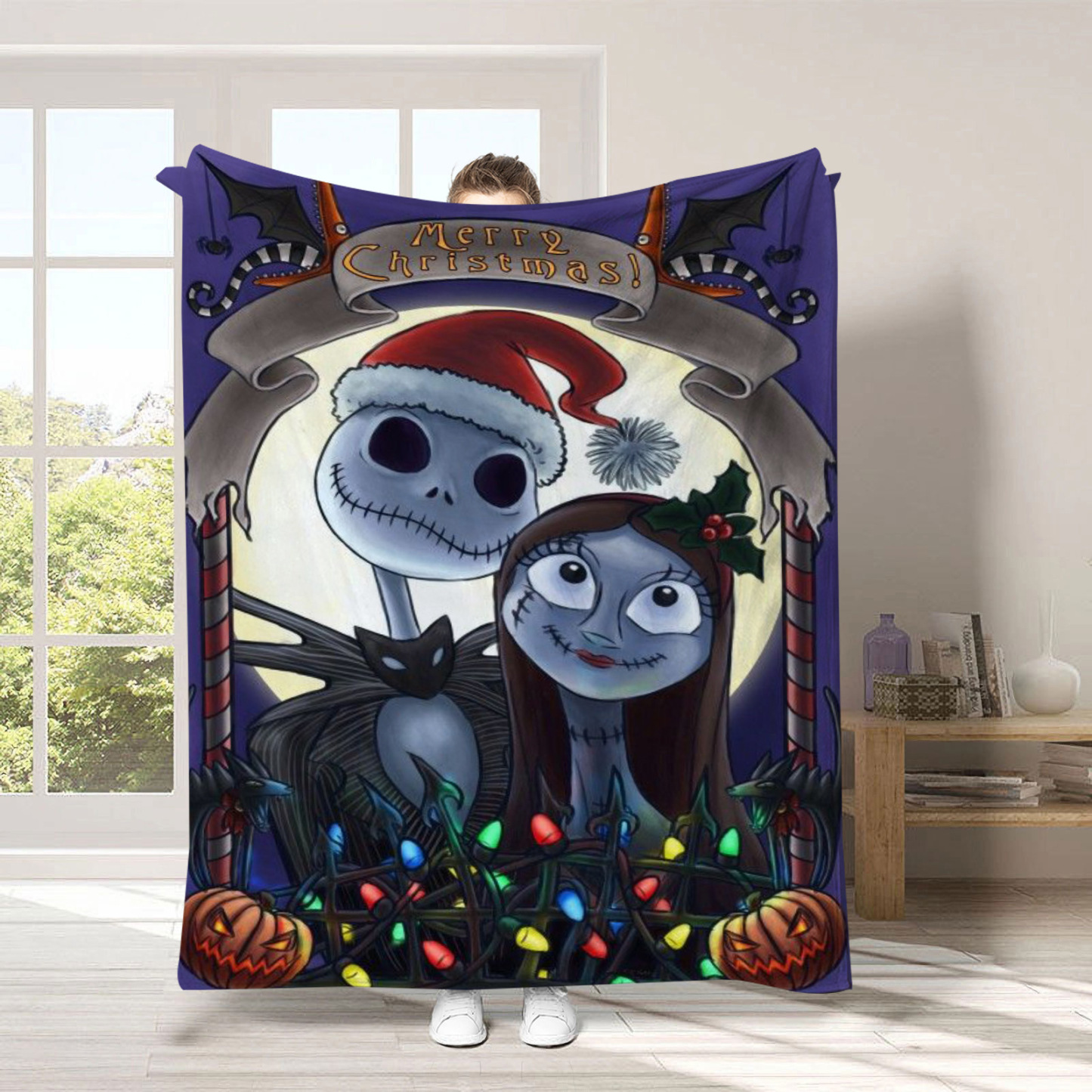 Merry Christmas Fuzzy Fleece Anime Throw Blanket