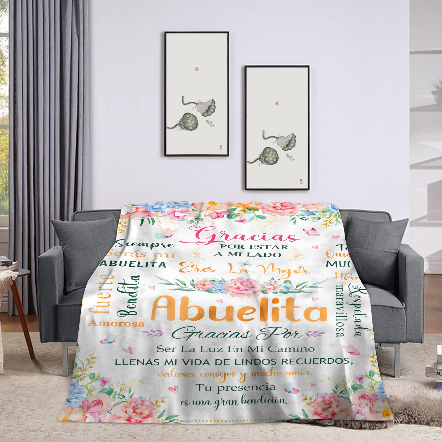 Room Decor Figure & Letter Graphic Soft Blanket