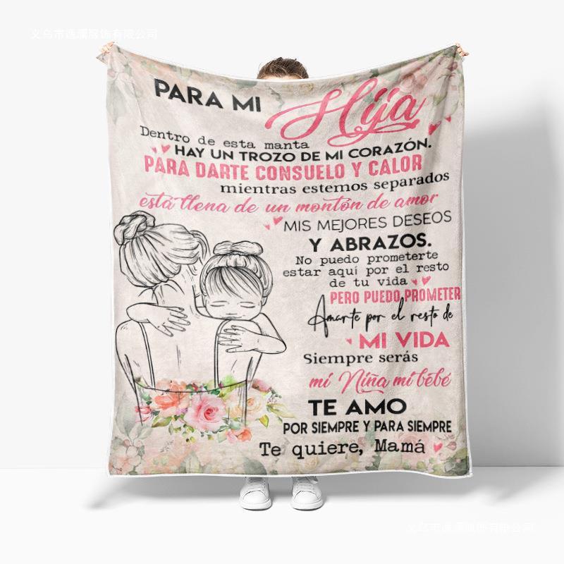 Room Decor Modern Style Letter Print Soft Flannel Blanket 