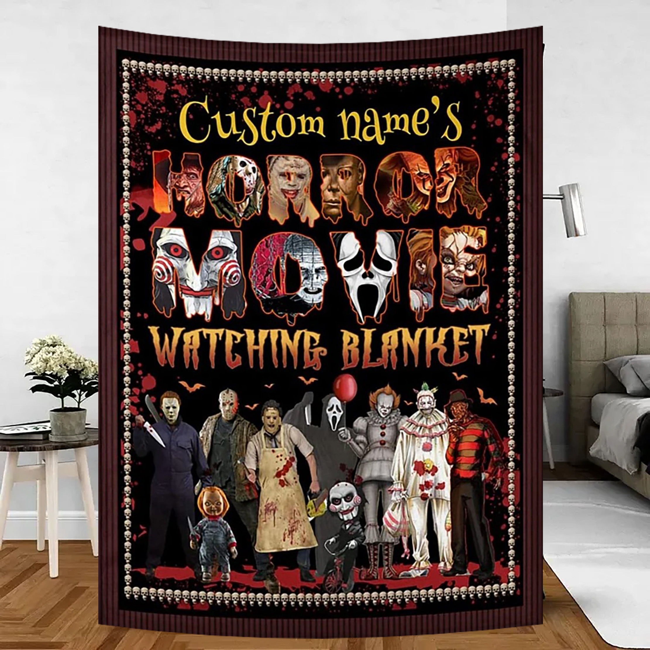 Custom Name-Horror Movie Watching Blanket