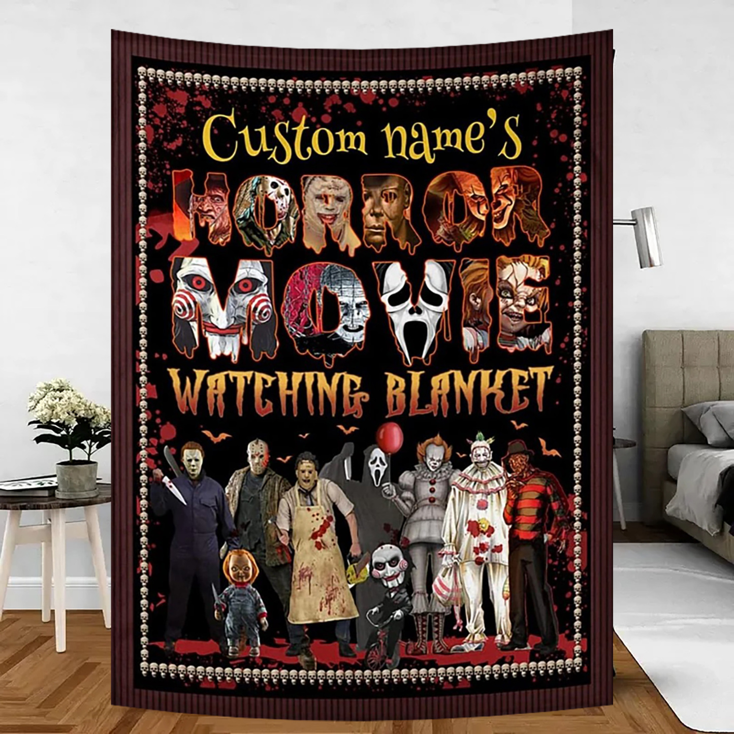 Custom Name-Horror Movie Watching Blanket