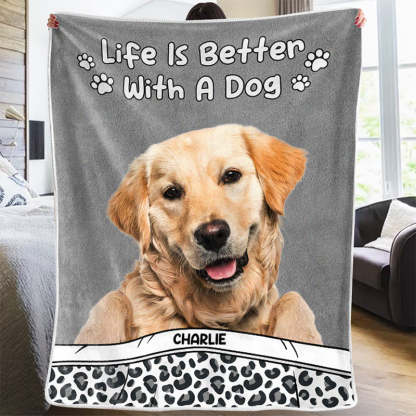 Custom Photo Life Is Better With Dogs & Cats Blankets