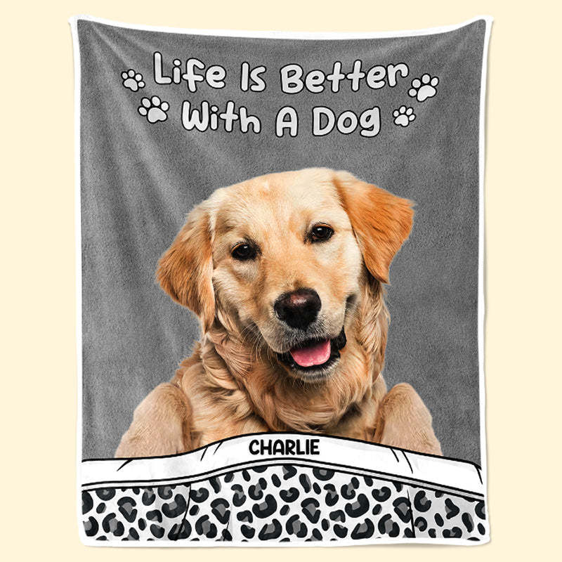 Custom Photo Life Is Better With Dogs & Cats Blankets