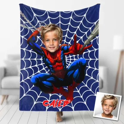 Custom Face Blanket with Name Superhero 