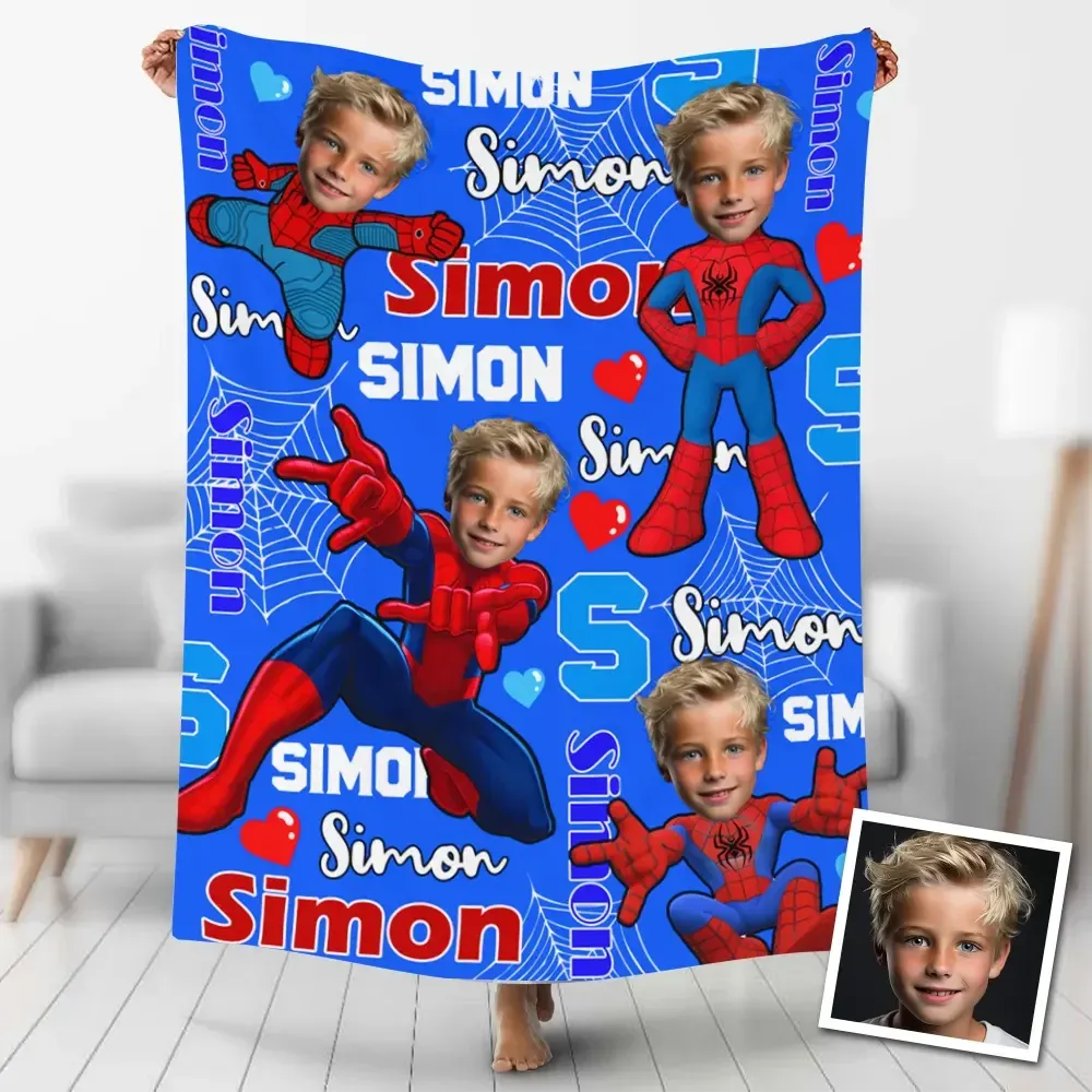 Personalized Photo & Name Superhero Blanket