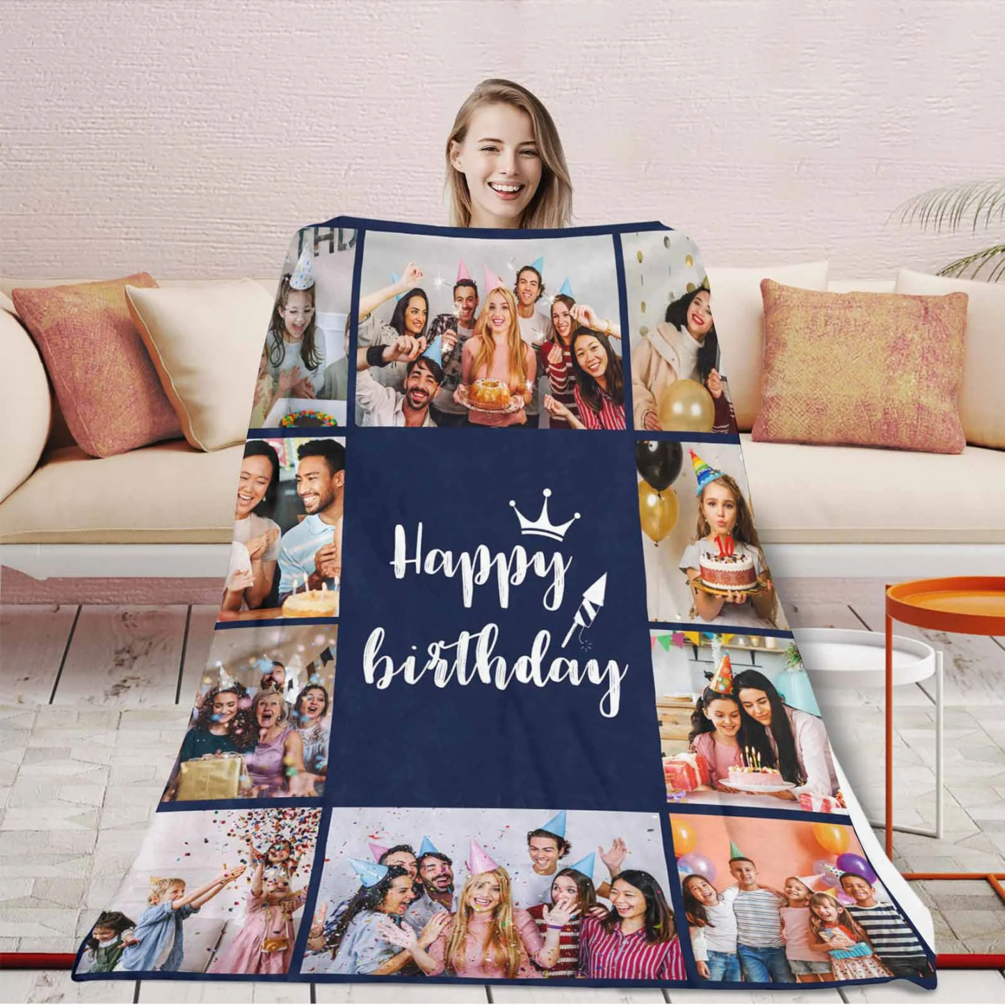 Custom Happy Birthday Blanket with Photo