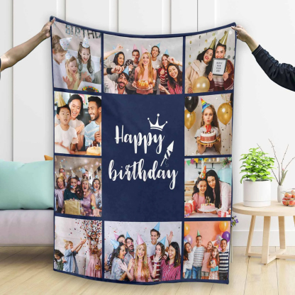 Custom Happy Birthday Blanket with Photo