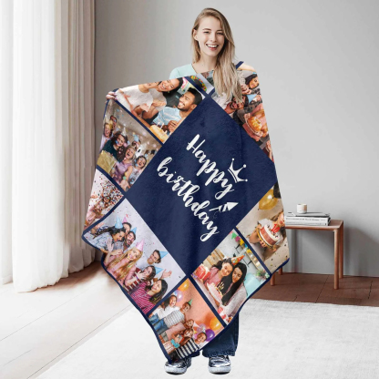 Custom Happy Birthday Blanket with Photo