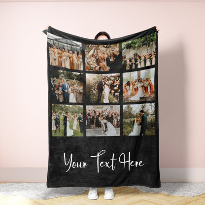 Personalized 9 Photo Blanket with Text, Personalized Gift, Memorial Blanket, Anniversary Gift, Couples Gift