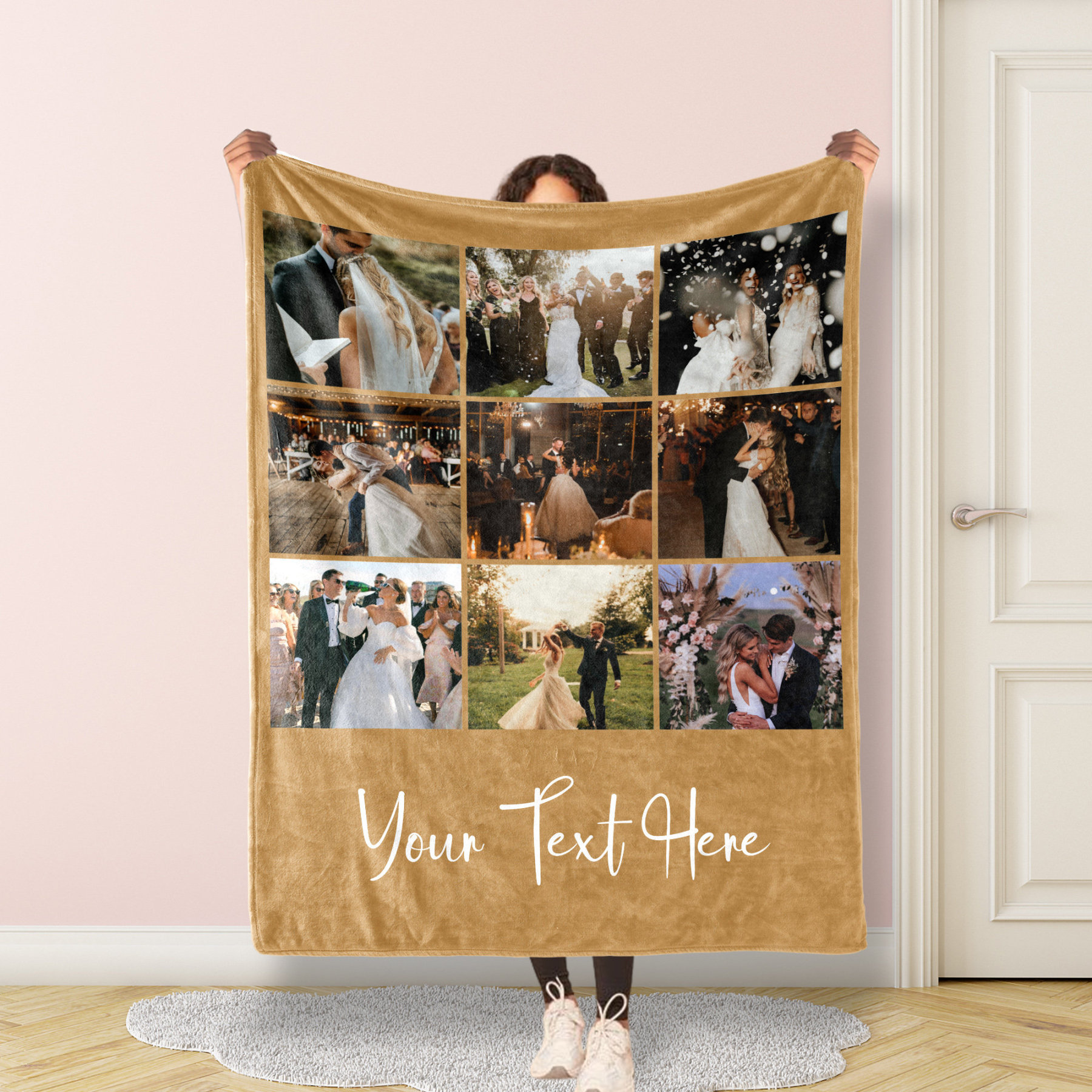Personalized 9 Photo Blanket with Text, Personalized Gift, Memorial Blanket, Anniversary Gift, Couples Gift