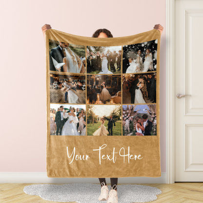 Personalized 9 Photo Blanket with Text, Personalized Gift, Memorial Blanket, Anniversary Gift, Couples Gift