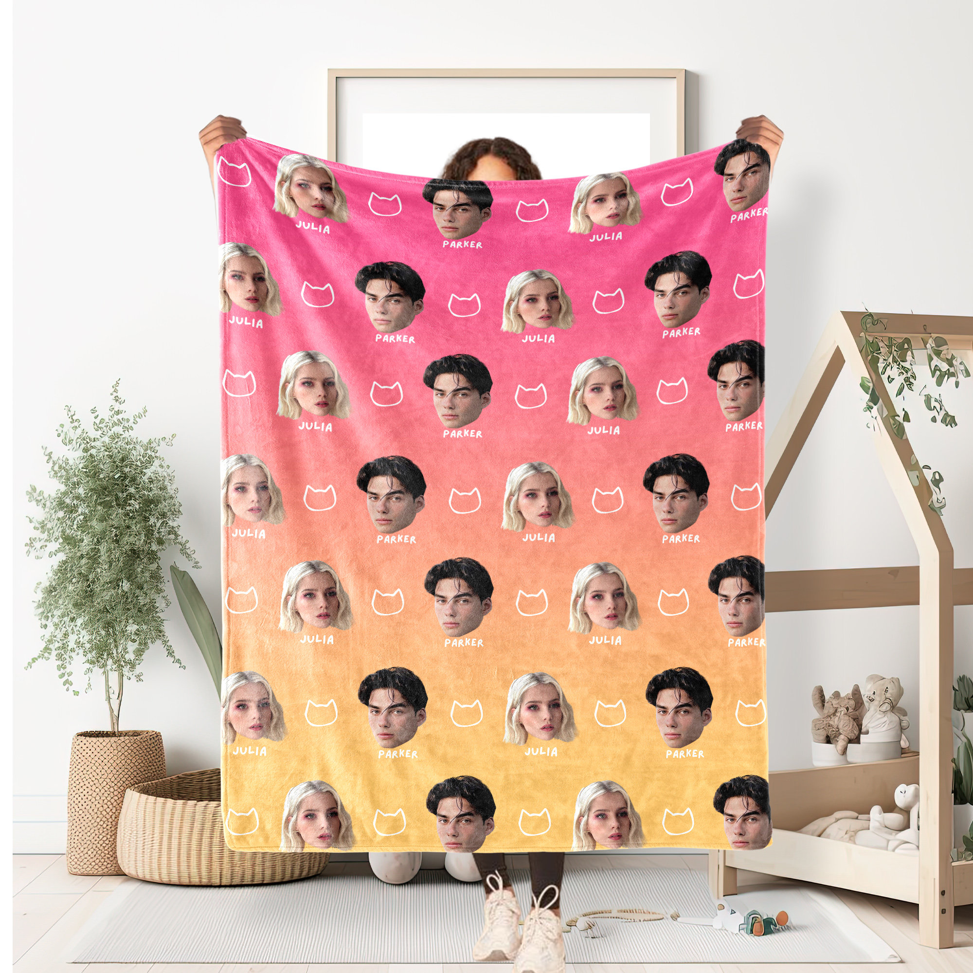 Personalized head portrait Photo Blanket