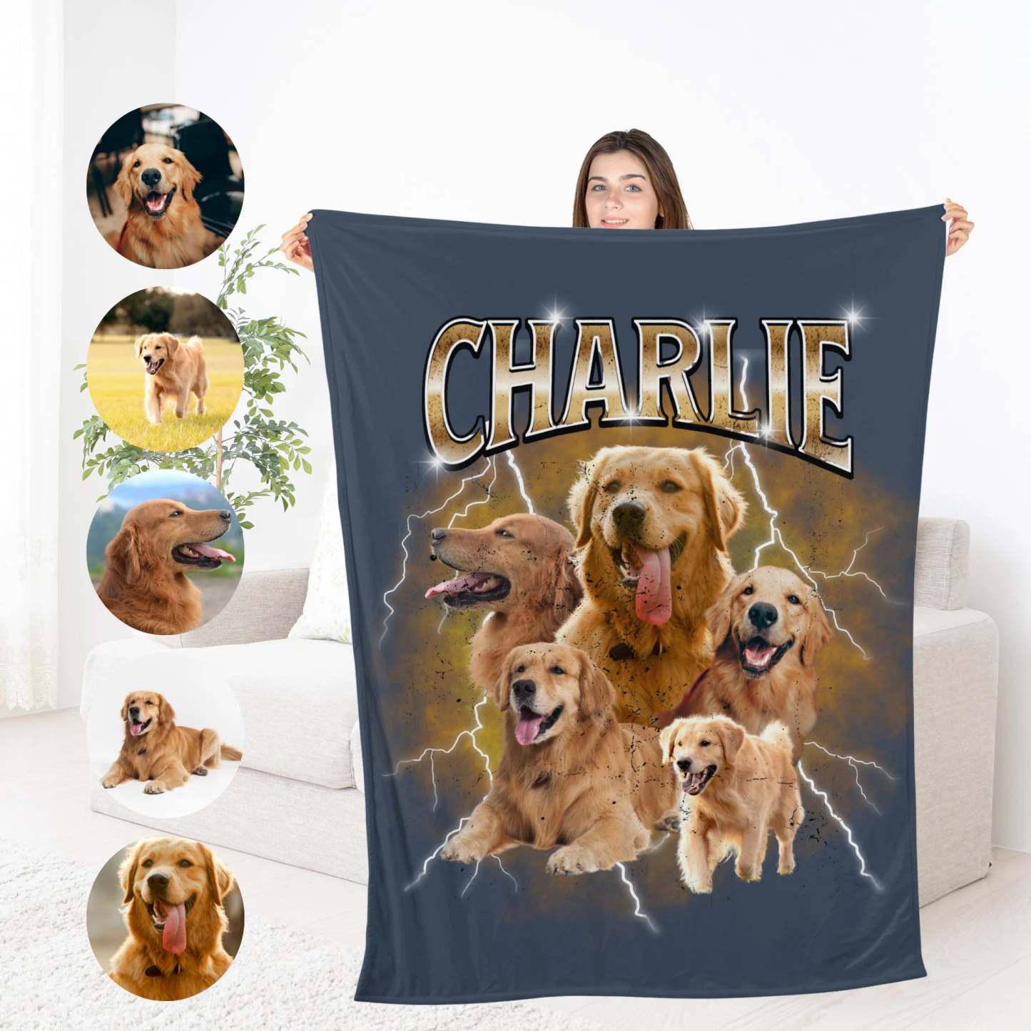 Custom Vintage Pet Photo Blanket