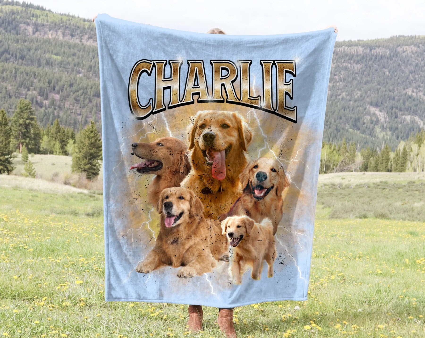 Custom Vintage Pet Photo Blanket
