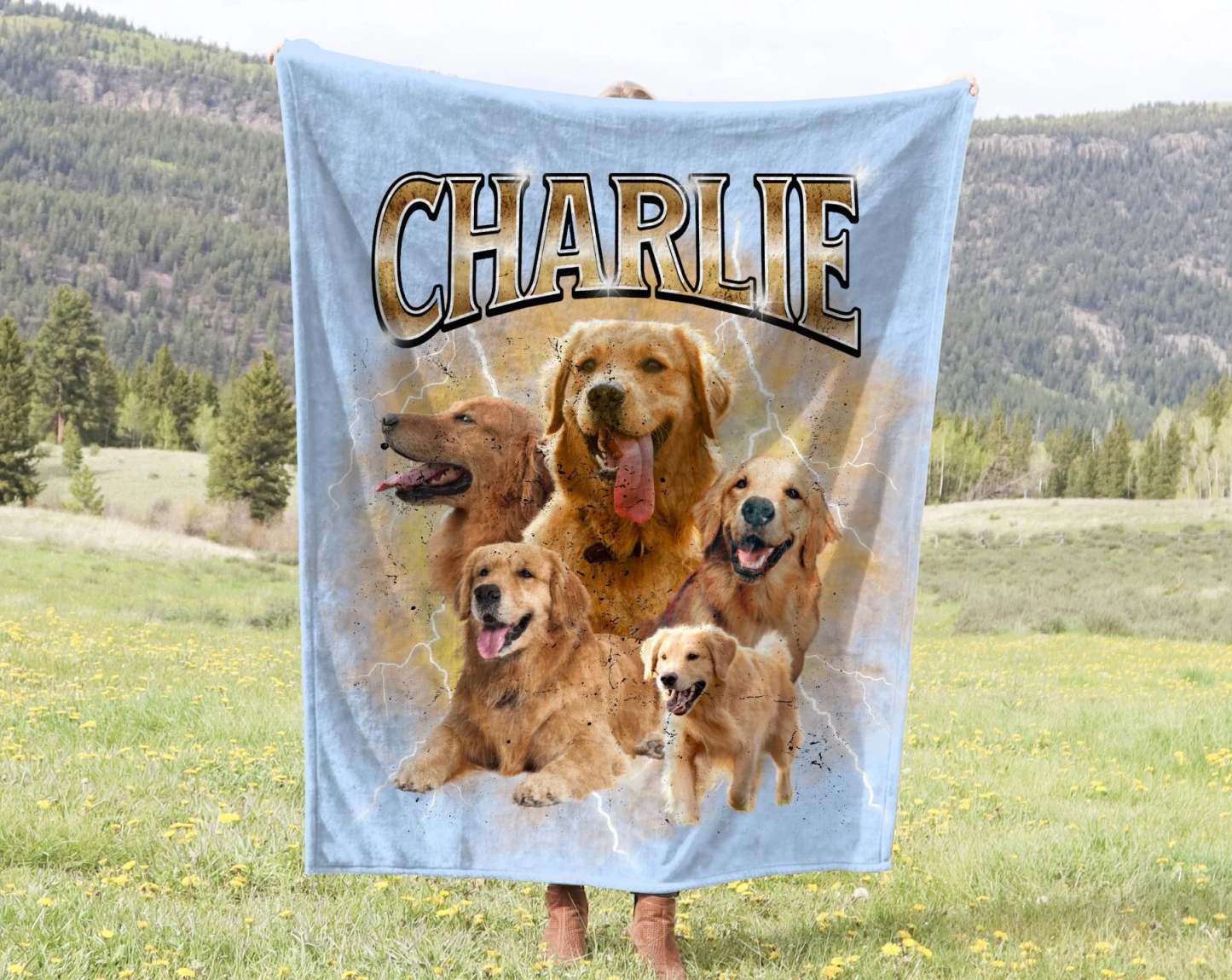 Custom Vintage Pet Photo Blanket