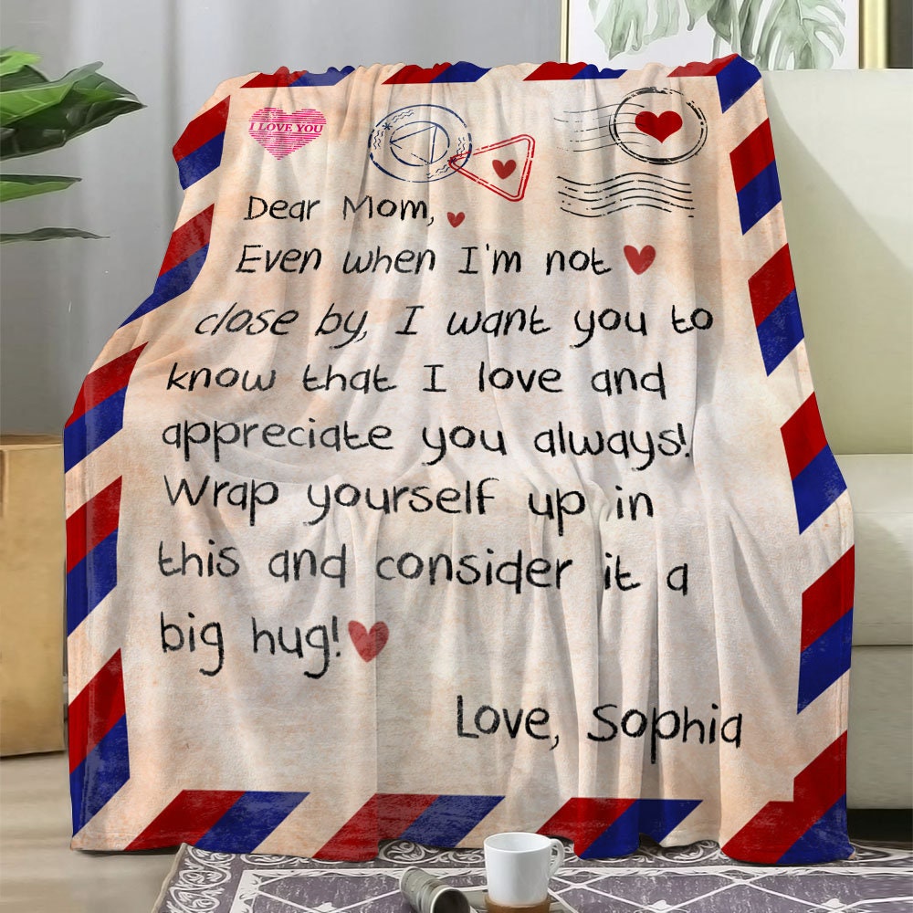 Personalized Mom Letter Blanket - Gift For Mom From Daughter Or Son
