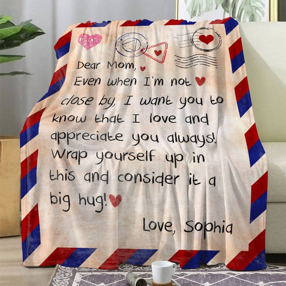 Personalized Mom Letter Blanket - Gift For Mom From Daughter Or Son