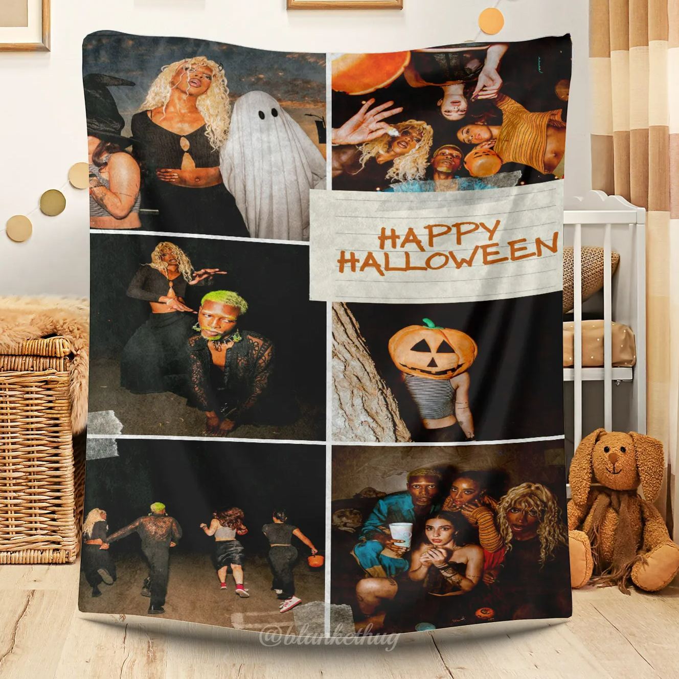 Halloween Personalized 6 Photos Blanket 