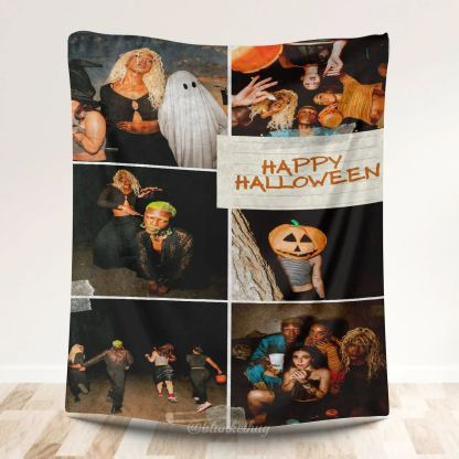 Halloween Personalized 6 Photos Blanket 