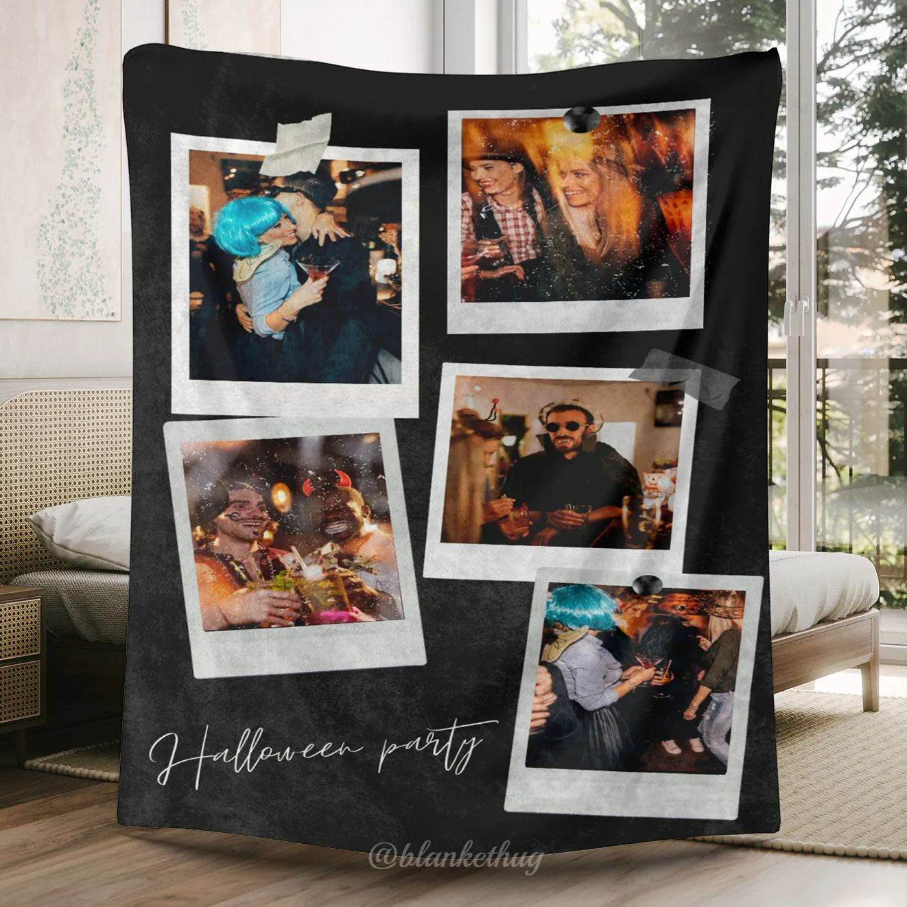 Custom 5 Photos Fleece Blankets  for Halloween