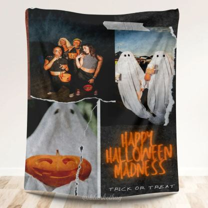 Happy Halloween Madness Custom 3 Photos Blankets