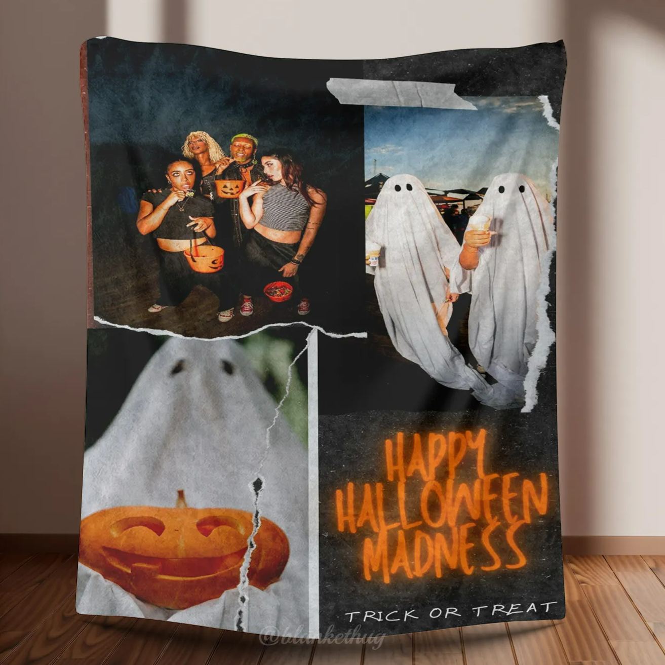 Happy Halloween Madness Custom 3 Photos Blankets