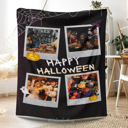 Happy Halloween Custom 4 Photos Blankets