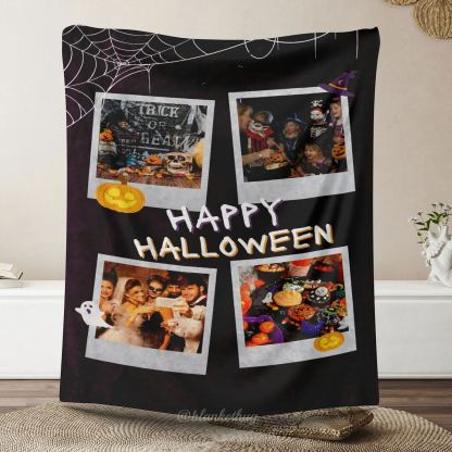 Happy Halloween Custom 4 Photos Blankets