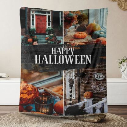 Personalized Halloween 4 Photos Blankets
