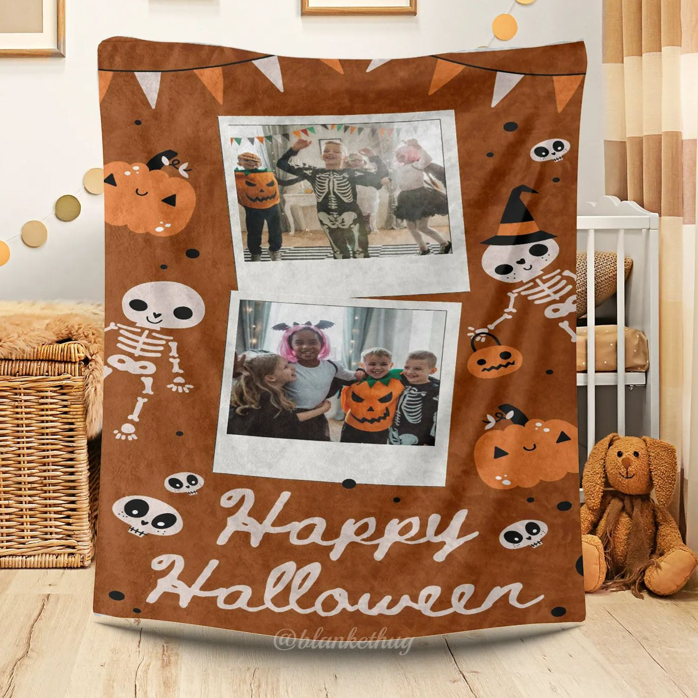 Personalized Halloween 2 Photos Blankets