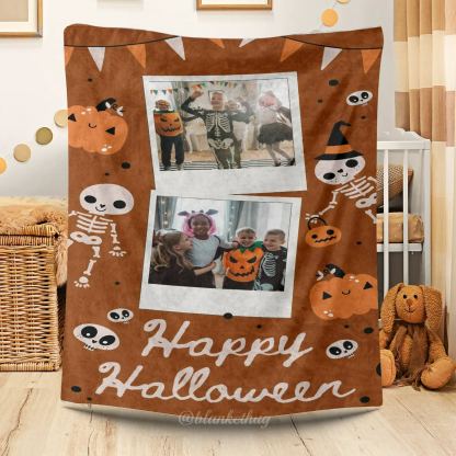 Personalized Halloween 2 Photos Blankets