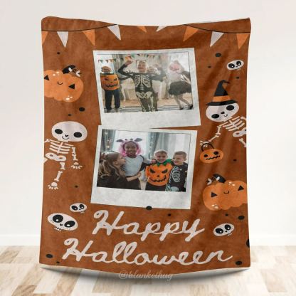 Personalized Halloween 2 Photos Blankets